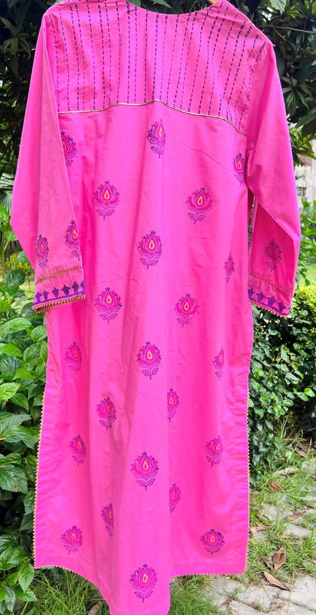 Candy Flower Handblock Kurta - Image 4