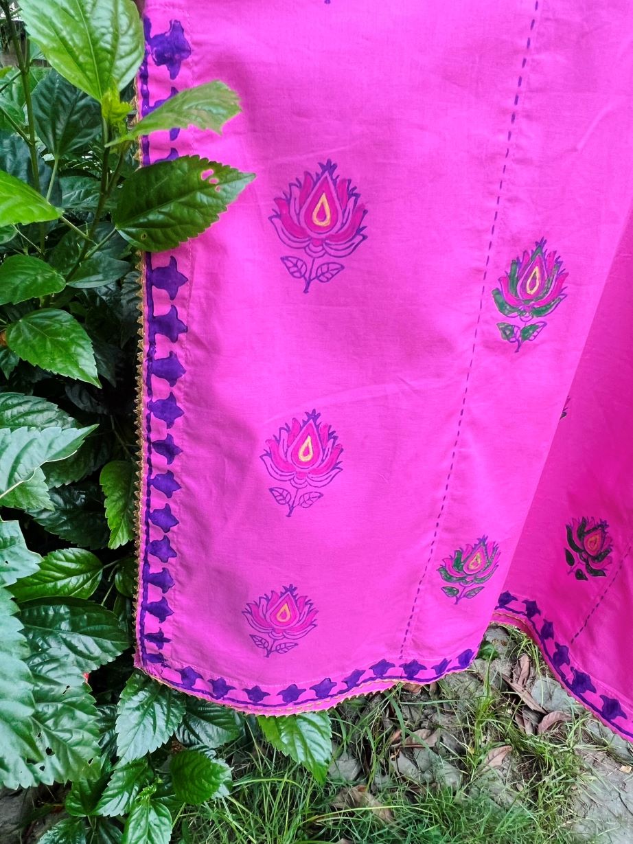Candy Flower Handblock Kurta - Image 3