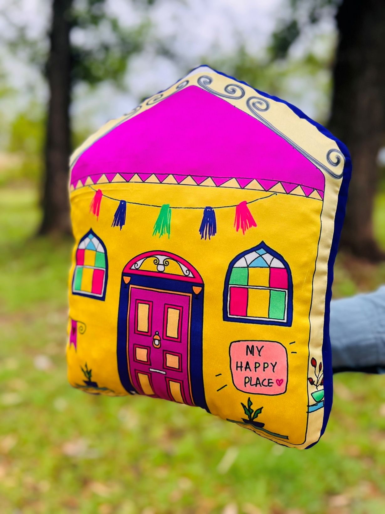 Yellow House Cushion - Image 2