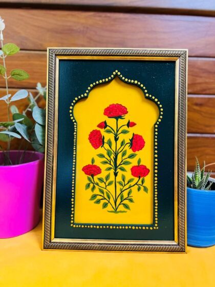 Jharoka Heritage Painting – Red Florals