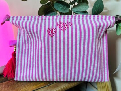Pink Striped Pouch